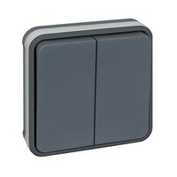 Mécanisme double bouton poussoir gris IP55